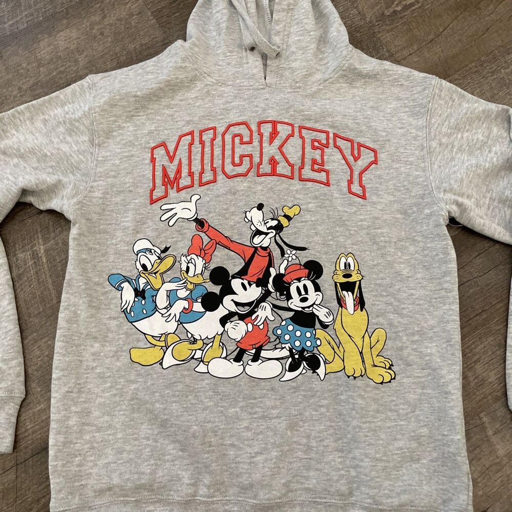Disney Mickey & Friends pullover hoodie Sweatshirt Size Small Gray - Picture 4 of 7